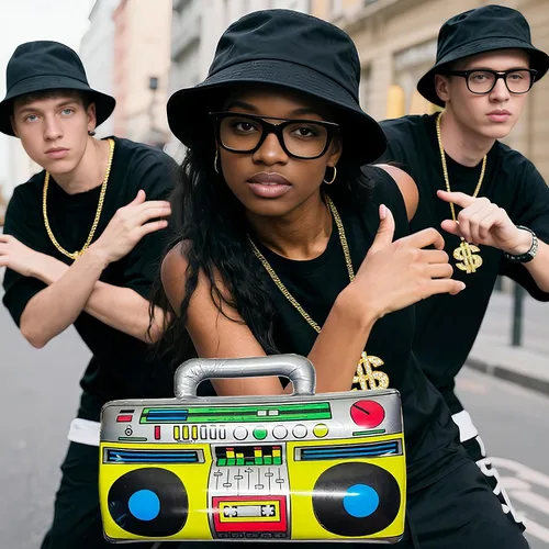 Vista 6 de 90s Accessories Outfit for Men 80s Hip Hop Costumes Kit Fake Gold Chain Twist Leg Punk Sunglasses and Rings Adjustable Boom Box Rapper Accessories