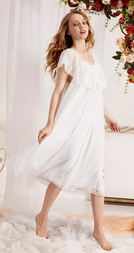 Vista 3 de Sharebeauty Camisón estilo palacio victoriano vintage súper suave modal viscosa rayón