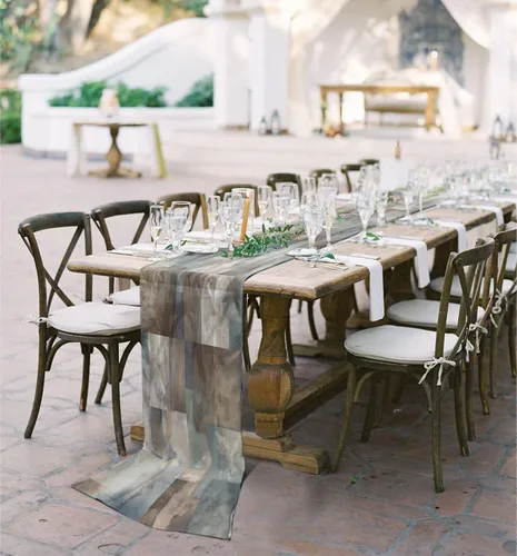 Vista 5 de Marble Cloud Chiffon Table Runner 55 Inches Long, Voile Sheer Tulle Runner for Rustic Wedding Reception Bridal Shower Decorations Birthday Party