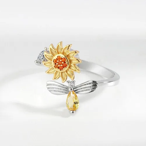 Vista 5 de Nuevo anillo giratorio de girasol para mujer