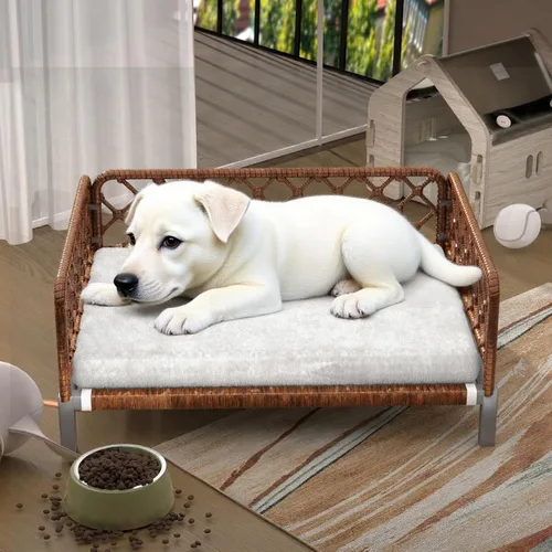 Vista 11 de Camas elevadas impermeables para perros con soporte de espuma para huevos, cama para mascotas, sofá cama para perros al aire libre, sofá cama Marrón