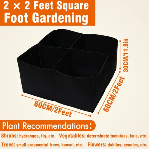 Vista 7 de Gardzen Paquete de 2 camas de jardín elevadas de tela, 2 x 2 x 1 pies, 4 rejillas para jardinería de pies cuadrados, caja de plantación
