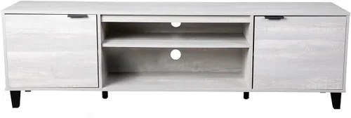 Vista 8 de Flash Furniture Nelson Mid Century - Soporte de TV moderno para televisores de hasta 60 pulgadas, acabado gris, 70 pulgadas de ancho, estantes