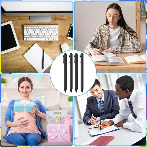 Vista 7 de 50 bolígrafos retráctiles a granel de 0.039 in, punta media, tinta negra, lindos bolígrafos de escritura suave, suministros escolares