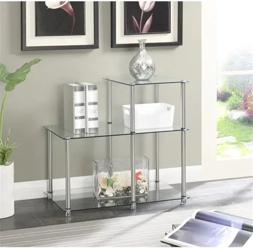 Vista 2 de Convenience Concepts Designs2Go Classic - Mesa auxiliar de cristal de 3 niveles, cristal