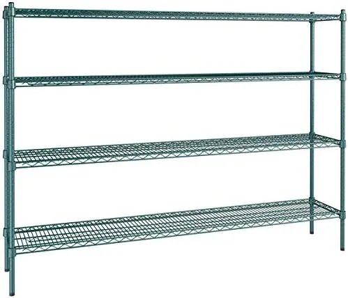 Vista 187 de Kit de 4 estantes de epoxi verde NSF de 21 x 72 pulgadas con postes de 86 pulgadas, estantería de almacenamiento resistente, kit de estantería