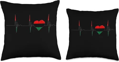 Vista 3 de Pan African Pride Black History Heartbeat EKG Pulse Black History Pan African UNIA Flag Throw Pillow, 16 x 16 pulgadas, multicolor