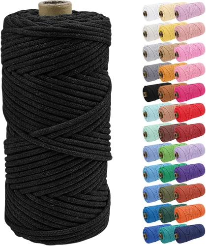 Vista 50 de JeogYong Cuerda de macramé de 0.157 in x 109 yardas, cuerda trenzada de algodón natural, cuerda de macramé para bolsas de ganchillo, colgar