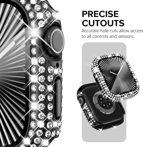 Vista 3 de KADES Pack de 3 Fundas Bling Compatibles con Apple Watch de 38mm con Diamantes Completos con Protector de Pantalla Incorporado para Apple Watch