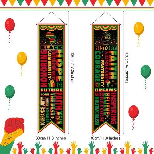 Vista 2 de Blulu 2 pancartas negras para puerta del mes de la historia, decoraciones para el aula, letrero de porche afroamericano, cartel inspirador