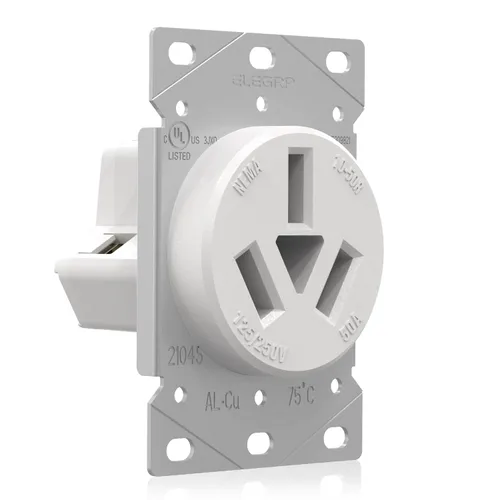 Vista 11 de ELEGRP Receptáculo de alimentación de montaje empotrado blanco de 30 amperios y 250 V, NEMA 6-30R, toma de corriente de hoja recta