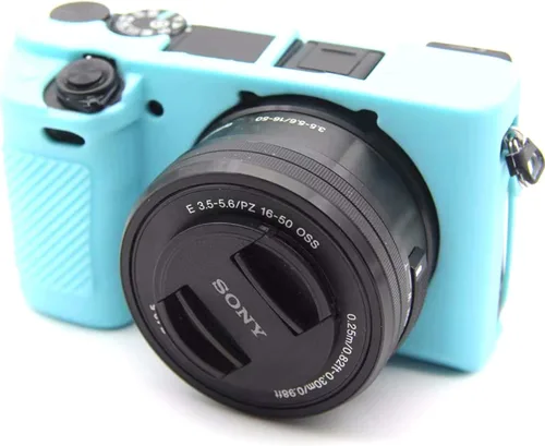 Vista 7 de Casos de cámara de silicona segura profesional Carcasa de goma para cámara Sony Alpha a6400 sin espejo (rosa)