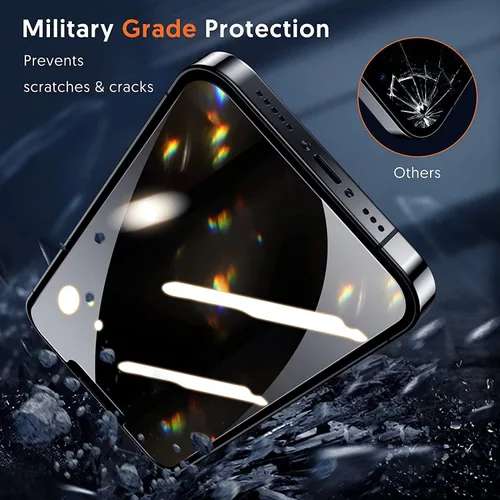 Vista 5 de Fotbor Compatible con 2 protectores de pantalla de privacidad para iPhone 14 Plus + 2 protectores de lente de cámara, vidrio templado inastillable