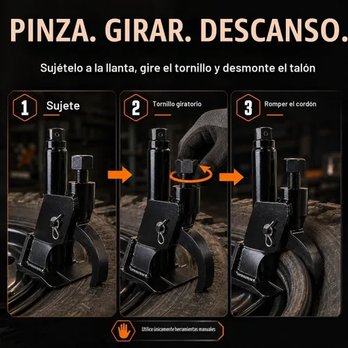 Vista 4 de Herramienta para romper cuentas de neumáticos para ATV, UTV Negro