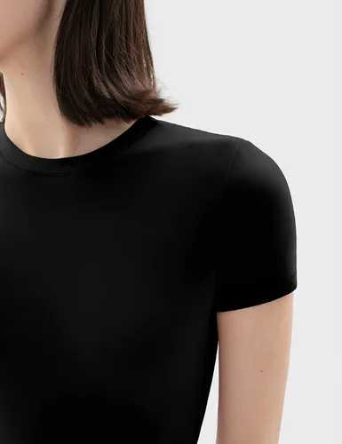 Vista 3 de PUMIEY Body de manga corta con cuello redondo para mujer, camiseta de moda, colección Smoke Cloud Pro