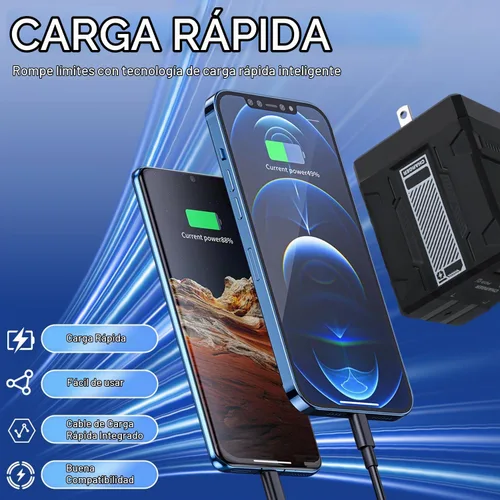 Vista 3 de 2-en-1 Compatible con Cargador Rápido de 120w, Nuevo Adaptador de Corriente de Pared Retráctil de Carga Rápida de 2025 con Enchufe Plegable Todo