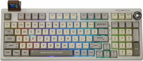 Vista 8 de EPOMAKER Teclado retro RT100 para juegos con pantalla de visualización, BT5.0/2.4G/USB-C, junta de 97 teclas, teclado personalizado, intercambiable