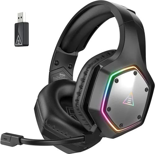 Vista 11 de EKSA E1000WT Wireless Gaming Headset,2.4GHz USB Gaming Headphones with Microphone for PC, PS5, PS4, Nintendo Switch, 7.1 Surround Sound Headset, RGB