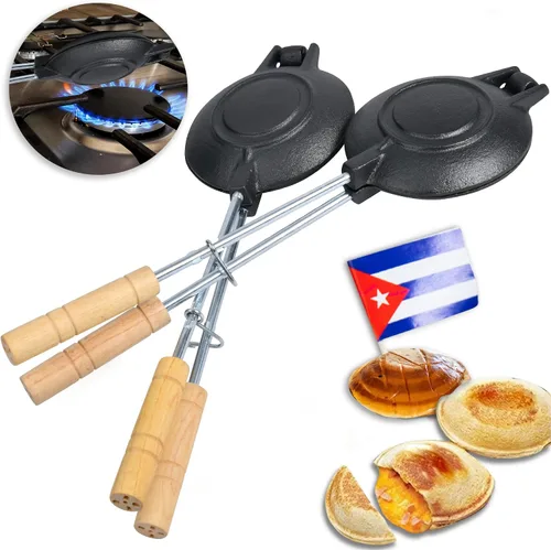 Vista 10 de Disquera de Pan Cubano Redondo (1 Unidad) – Prensa de Sándwich Cubana de Hierro Fundido para Disco Volador Para Sándwich – Fabricador de Sándwich