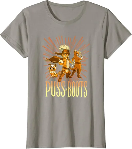 Vista 51 de DreamWorks Puss in Boots: The Last Wish Cat Trio Poster - Camiseta pequeña Negro