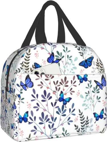 Vista 16 de Bolsa de almuerzo aislada Hmklpi con piñas, bolsillo frontal, reutilizable, con cierre de cremallera para hombres y mujeres