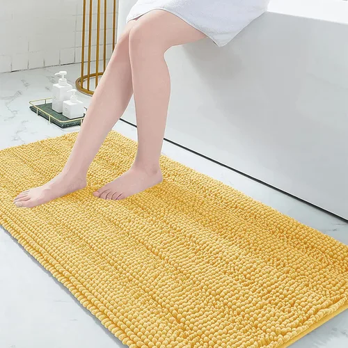 Vista 126 de Grandaily Alfombras de baño de felpilla a rayas de 24 x 16 pulgadas, extra gruesas y suaves, absorbentes, parte trasera de goma, alfombra de ducha