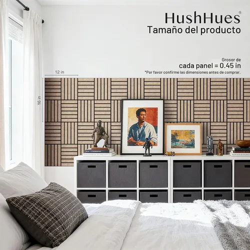 Vista 5 de Paquete de 12 paneles acústicos, paneles de pared acústicos grandes de 16 x 12 x 0.4 pulgadas, paneles autoadhesivos de absorción de sonido