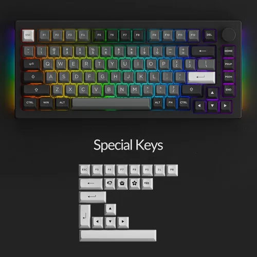 Vista 2 de Akko 5075B Plus Teclado Mecánico 75% RGB Intercambiable en Caliente con Crema de Teclado con Perilla, Tema Negro y Plateado con Teclas PBT de Perfil