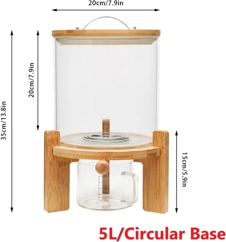 Vista 2 de Dispensador de arroz de 5L/7.5L, dispensador de alimentos secos, contenedor de almacenamiento de granos, tanque de vidrio con válvula+tapa+taza