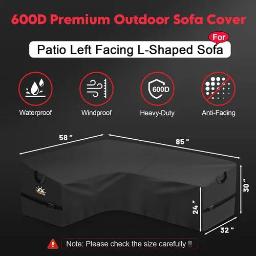 Vista 2 de Zettum Funda seccional en forma de L para exteriores, funda de sofá modular 600D para patio, fundas impermeables para muebles de patio para sofá