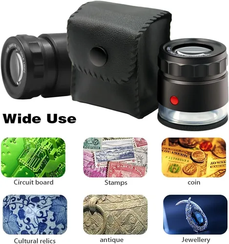 Vista 8 de Lupa de joyero recargable Koparneed de 10x con luces UV y LED, lupa de ojo iluminada con enfoque ajustable y vidrio de aumento para joyería