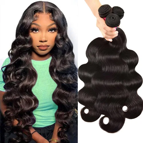 Vista 9 de Adigrace Paquetes de Cabello Humano 16 18 20 Pulgadas Paquetes de Ondas Corporales Cabello Humano 10A Paquetes de Cabello Humano Brasileño 100%