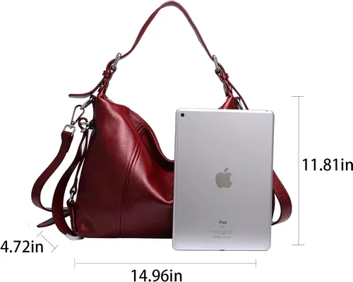 Vista 4 de Heshe - Bolso de cuero vintage para mujer, bolsos de diseño, con manija