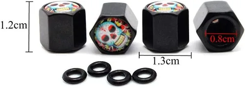 Vista 2 de 4 unids/set car styling aleación de zinc cráneo con estilo de flor de coche válvula de neumático tapas de rueda neumáticos neumático vástago tapa