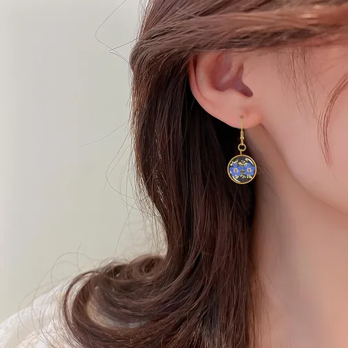 Vista 14 de Pendientes de flores prensadas hechos a mano para mujer