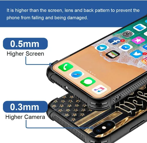 Vista 4 de DAIZAG Funda compatible con iPhone Xs, protección completa, a prueba de golpes, antiarañazos, funda de poliuretano termoplástico para hombre y We