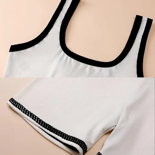 Vista 5 de RERERDO American Flag - Conjunto de yoga para mujer, 2 piezas sin costuras de cintura alta con brasier deportivo acanalado