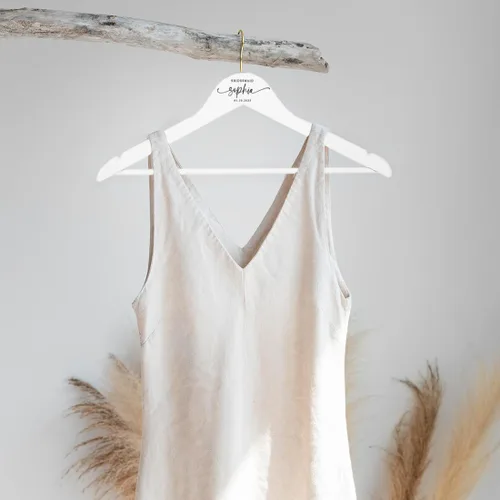 Vista 6 de Andaz Press Percha de novia personalizada, madera blanca de primera calidad para vestido de novia, vestidos de dama de honor, fiesta nupcial, regalo