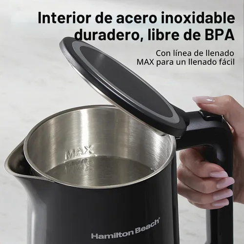 Vista 4 de Hamilton Beach Hervidor de té eléctrico con control de temperatura digital, caldera de agua caliente y calentador de 1.7 L, 5 modos preestablecidos