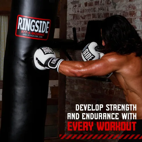 Vista 4 de Ringside Saco pesado de 100 libras para Muay Thai, bolsa de boxeo robusta Powerhide para entrenamiento y ejercicio de boxeo, MMA, Muay Thai