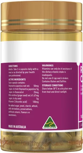 Vista 2 de Healthy Care Resveratrol Capsule - 180 Cápsulas