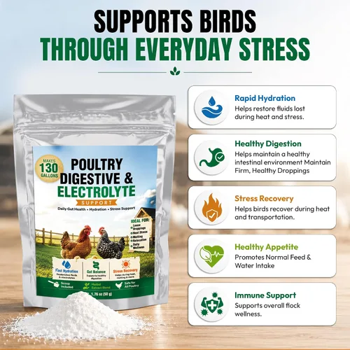 Vista 5 de Chicken Electrolytes & Supplement for Water, Natual Antibiotic for Chickens