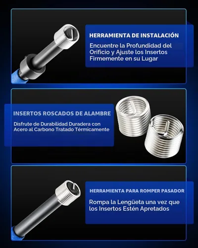 Vista 6 de Kit de reparación de roscas Helicoil de Orion Motor Tech, juego de herramientas de reparación de roscas de 1/4"-20 con broca HSS y 30 insertos