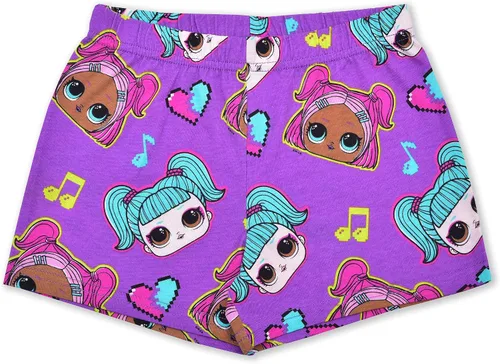 Vista 4 de LOL Surprise Dolls - Conjunto de camiseta y pantalones cortos para niños pequeños y grandes color púrpuragris