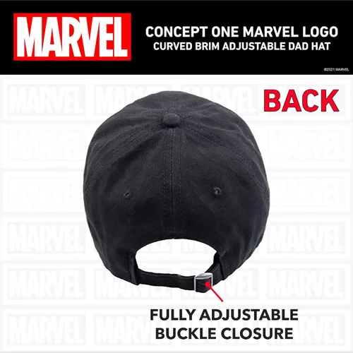 Vista 3 de Concept One Marvel Logo - Gorro ajustable de algodón para papá, negro, talla única, Negro