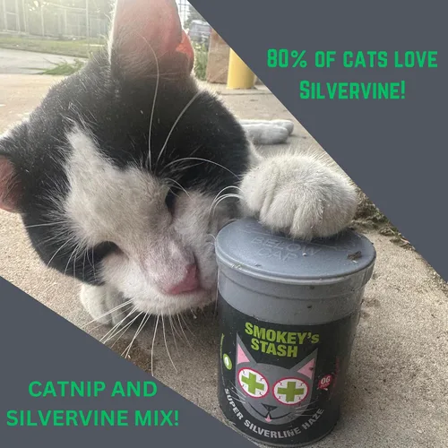 Vista 2 de Smokey's Stash Silvervine Haze - Potente mezcla de hierba gatera y vid plateada para gatos