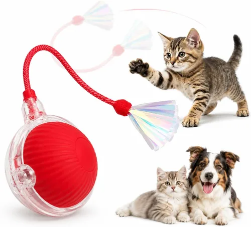 Vista 9 de Pelota de juguete interactiva para gatos con luces LED – Teaser automático recargable USB-C para gatos y gatitos de interior, divertido juguete