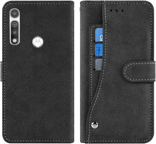 Vista 5 de Asuwish Funda compatible con Moto G Fast 2020 y protector de pantalla de vidrio templado, soporte para tarjetas de crédito, accesorios para celular