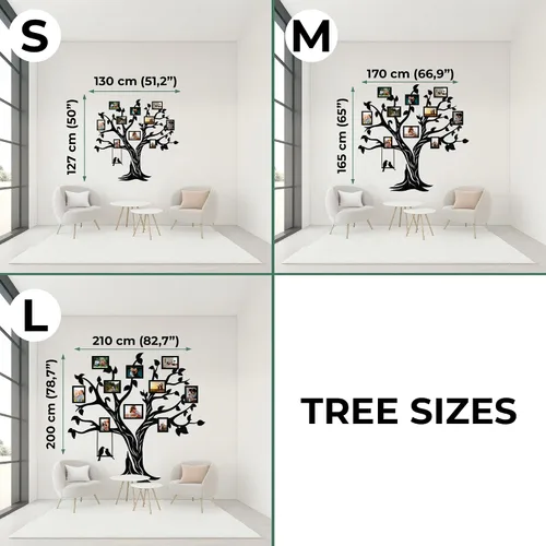 Vista 3 de JustLikeWood Calcomanías de pared de árbol genealógico 3D de madera 3D con marco, decoración de pared para sala de estar, dormitorio, decoración