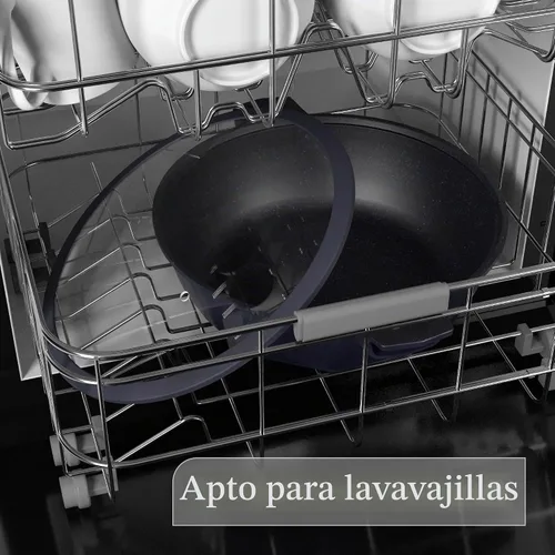 Vista 8 de TIBORANG Sartén antiadherente de 11 pulgadas con tapa, utensilios de cocina Negro
